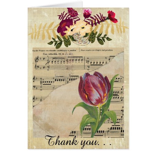 Vintage Victorian Music Romance Tulip GreetingCard Card