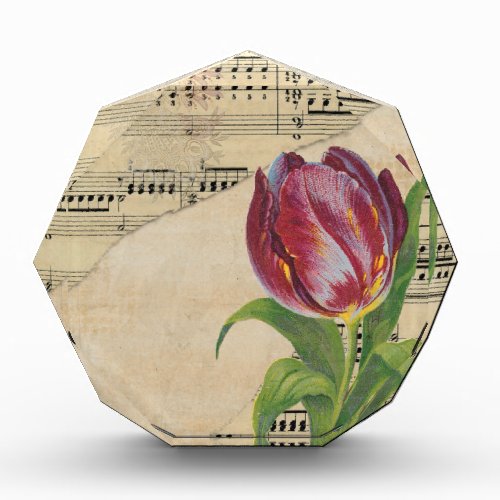 Vintage Victorian Music Romance Tulips Acrylic Award