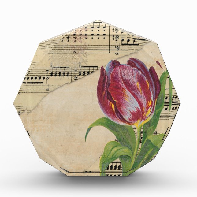 Vintage Victorian Music Romance Tulips Acrylic Award (Front)