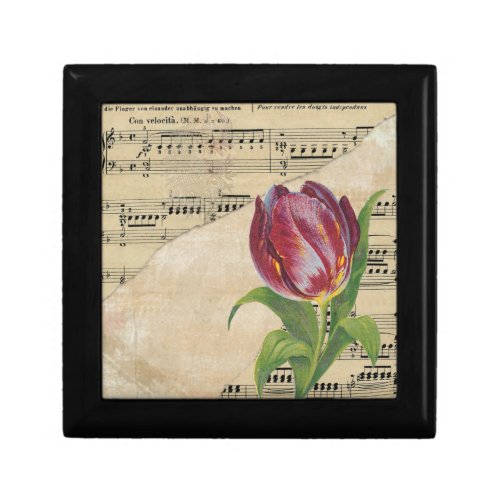 Vintage Victorian Music Romance Tulips Gift Box