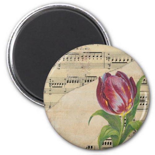 Vintage Victorian Music Romance Tulips Magnet