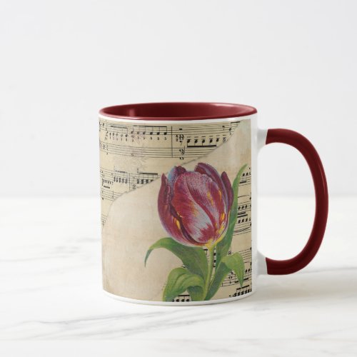 Vintage Victorian Music Romance Tulips Mug