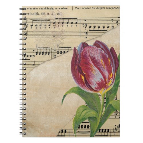 Vintage Victorian Music Romance Tulips Notebook