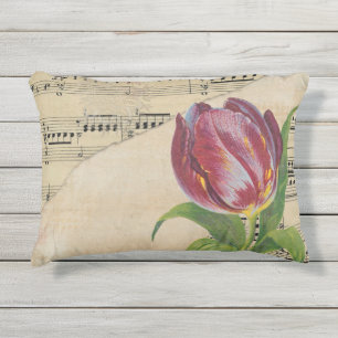 Vintage Victorian Music Romance Tulips Outdoor Pillow