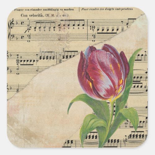 Vintage Victorian Music Romance Tulips Stickers