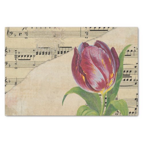 Vintage Victorian Music Romance Tulips Tissue Paper