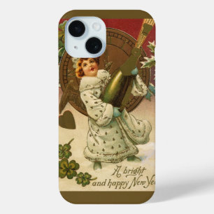Vintage Victorian New Years Eve Champagne Angel iPhone 15 Case