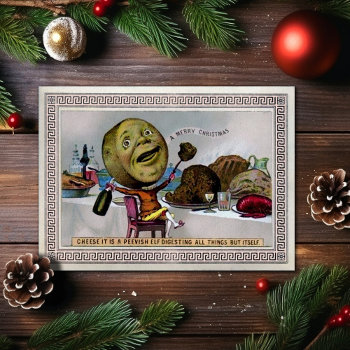 Vintage Victorian Odd Cheese Christmas Card by LongToothed at Zazzle