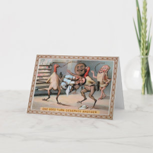 Vintage Victorian Odd Food Holiday Card
