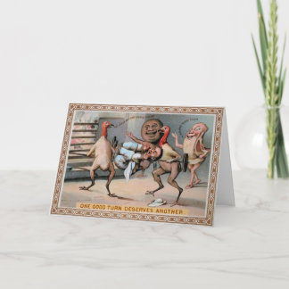 Vintage Victorian Odd Food Holiday Card
