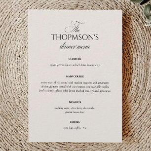 Vintage Victorian Old Money Wedding Menu Card