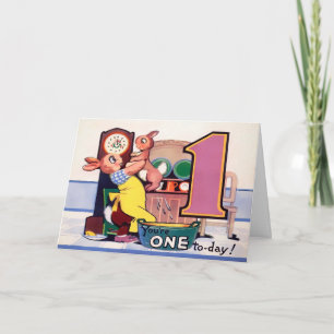 Vintage Victorian One Year Old Birthday Card