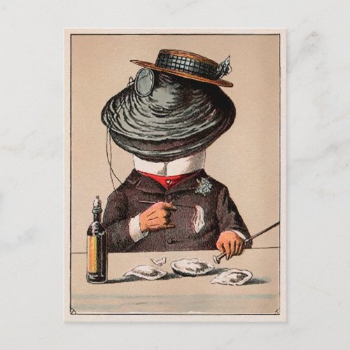 Vintage Victorian Oyster Eating Oysters Postcard