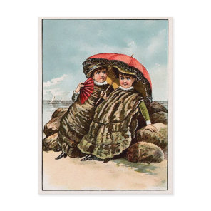 Vintage Victorian Oysters on the Beach Postcard