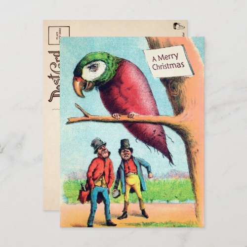 Vintage Victorian Parrot Beet Christmas Postcard