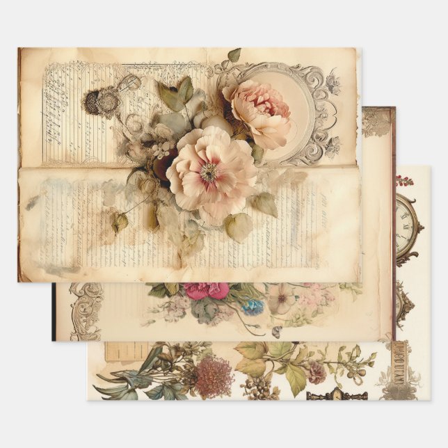 Vintage Victorian Pattern Wrapping Paper Sheets (Set)