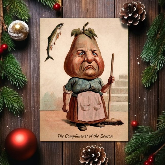 Vintage Victorian Pear Head Christmas Card (Creator Uploaded)