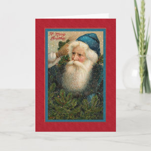 Vintage Victorian Pensive Santa Holiday Card