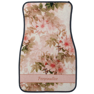 Vintage Victorian Pink Floral Chic Pattern Car Floor Mat