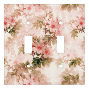 Vintage Victorian Pink Floral Chic Pattern Light Switch Cover