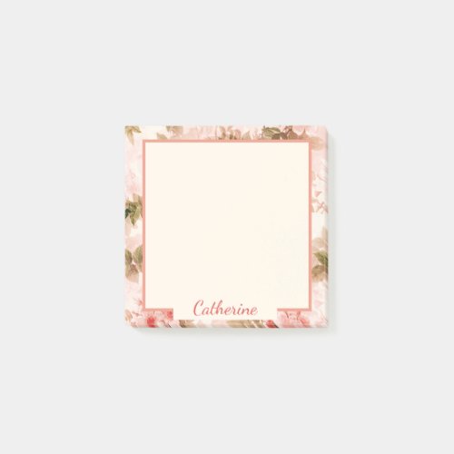 Vintage Victorian Pink Floral Elegant Chic Pattern Post_it Notes