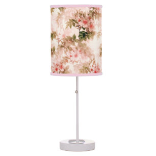 Vintage Victorian Pink Floral Elegant Chic Pattern Table Lamp
