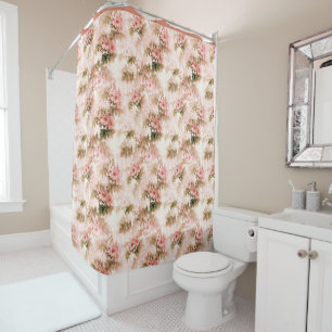 Vintage Victorian Pink Floral Pattern Shower Curtain