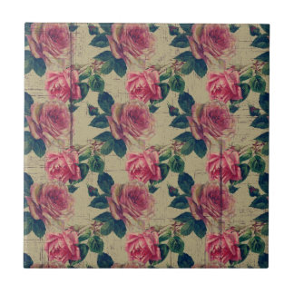 Vintage Victorian Pink Flowers Tile