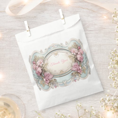 Vintage Victorian Pink Roses White Frame Favor Bag