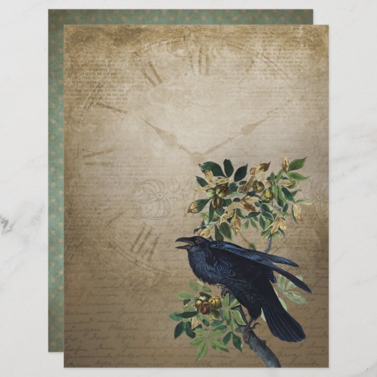 Vintage Victorian Raven Craft Paper - Gothic Realm