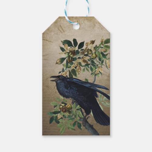 Vintage Victorian Raven Decoupage _ Gothic Realm Gift Tags