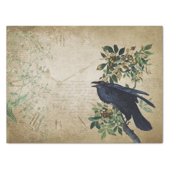 Vintage Victorian Raven Decoupage - Gothic Realm Tissue Paper