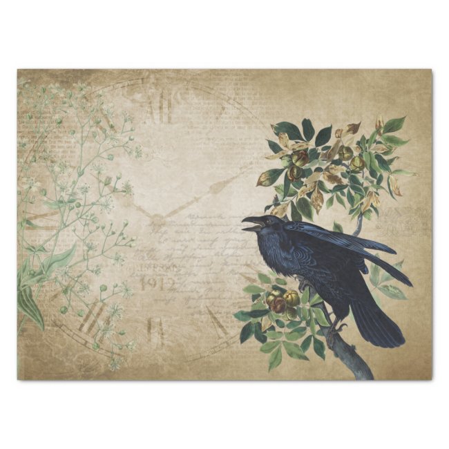 Vintage Victorian Raven Decoupage - Gothic Realm Tissue Paper