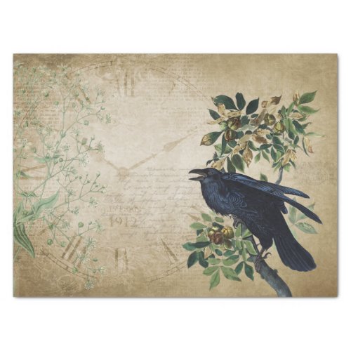 Vintage Victorian Raven Decoupage _ Gothic Realm Tissue Paper