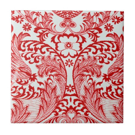 Vintage Victorian Red Ceramic Tile