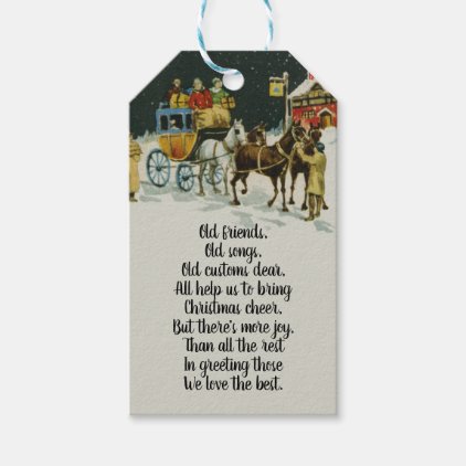 Vintage Victorian Red Christmas Holiday Carriage Gift Tags