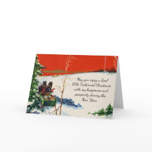 Vintage Victorian Red Christmas Snowy Holiday