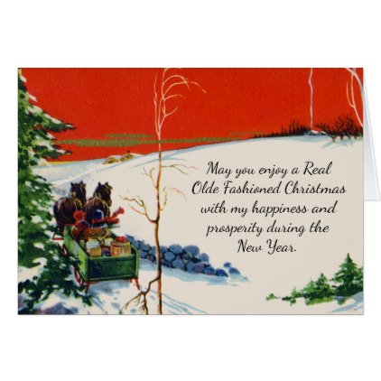 Vintage Victorian Red Christmas Snowy Holiday Card