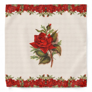 Vintage Victorian Red Rose Romance Bandana