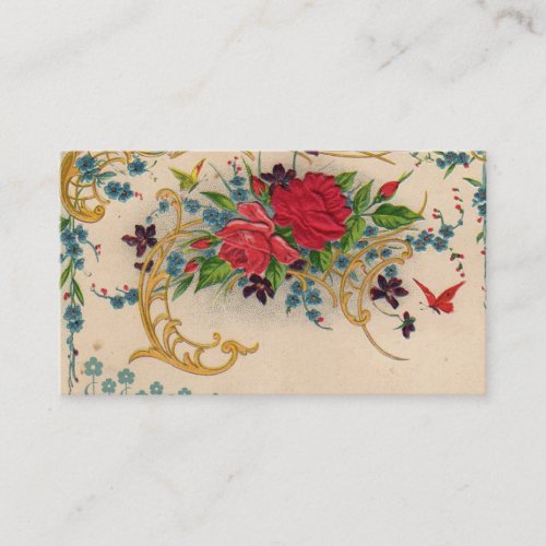 Vintage Victorian Red Roses Business Card