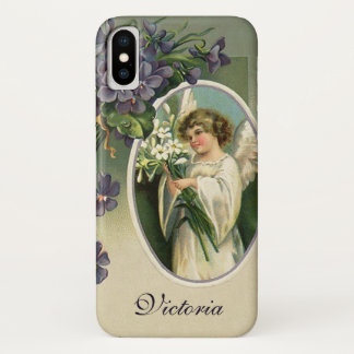 Vintage Victorian Religious Easter Angel Flowers iPhone X Case