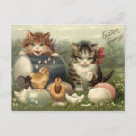 Vintage Victorian Retro Art Cats Kittens Easter Holiday Postcard