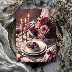 Vintage Victorian romantic dinner table red roses Tissue Paper