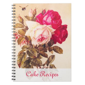 Vintage Victorian Romantic Red And Pink Roses Notebook by jardinsecret at Zazzle