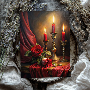 Vintage Victorian romantic red roses and candles Tissue Paper