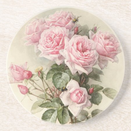 Vintage Victorian Romantic Roses Drink Coaster