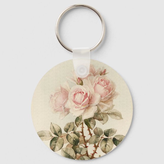 Vintage Victorian Romantic Roses Keychain (Front)