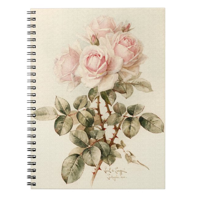 Vintage Victorian Romantic Roses Notebook (Front)
