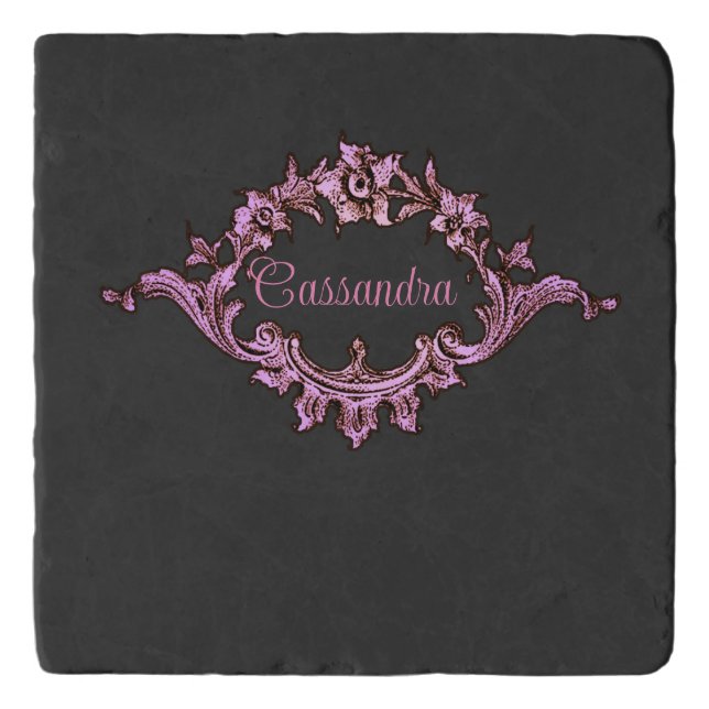 Vintage Victorian Romantic Steampunk Personalized  Trivet (Front)