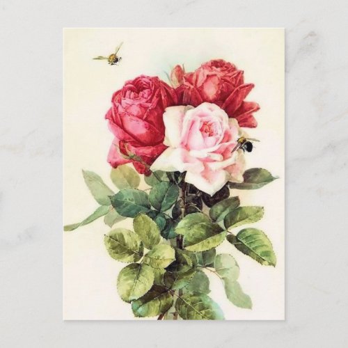 Vintage Victorian Rose Bouquet Postcard
